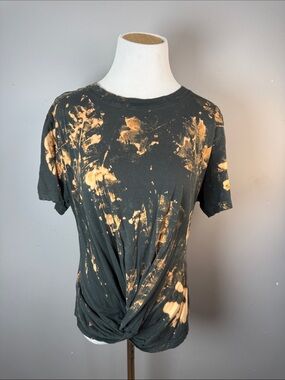 Bleached Black Twist-Front Crewneck Tee